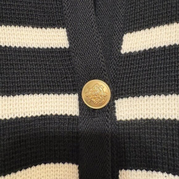 J. Crew BQ196 Women's Plus Emilie Sweater Lady Jacket Black Ivory Stripe 3X - Picture 4 of 10